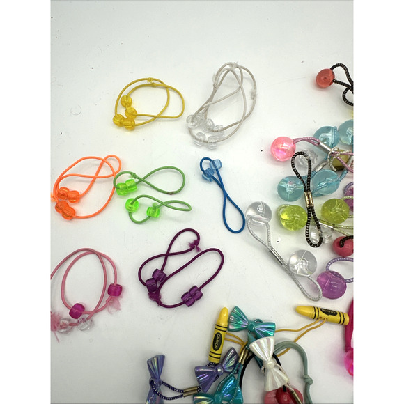 Vintage 80s Hair Tie Ponytail Holder Lot Twin Bead Knockers And Others 55